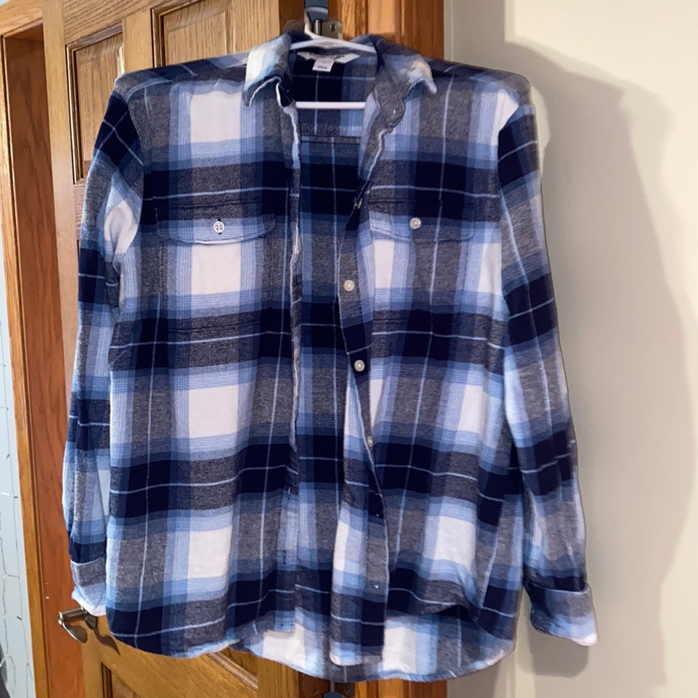 Blue White Boyfriend Flannel